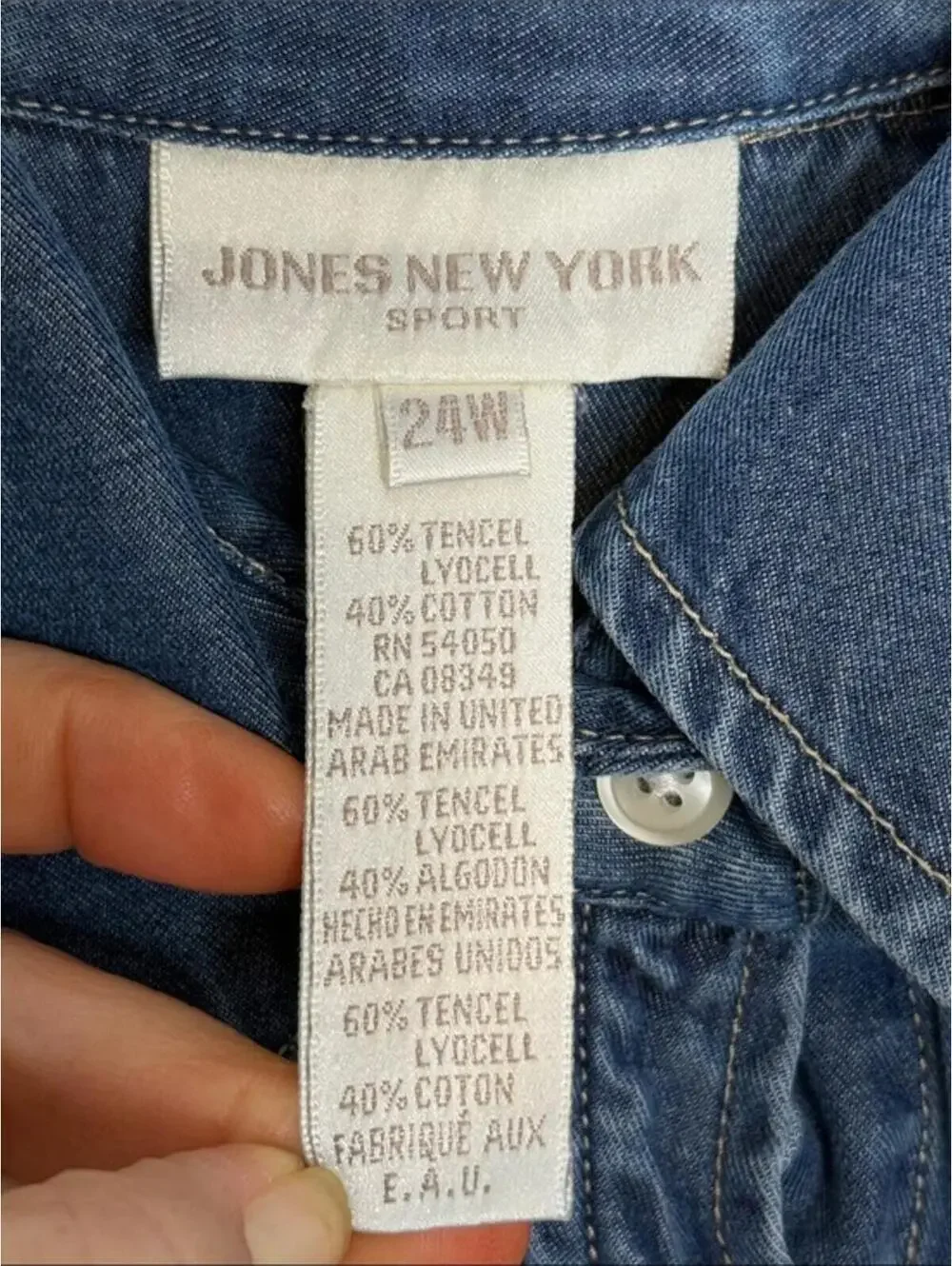 Jones New York Sport Women's Blue Denim Button Front Plus Size Maxi Dress 24W - Picture 2 of 3